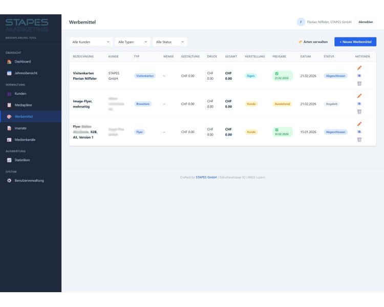 STAPES-Mediaplan als Abo